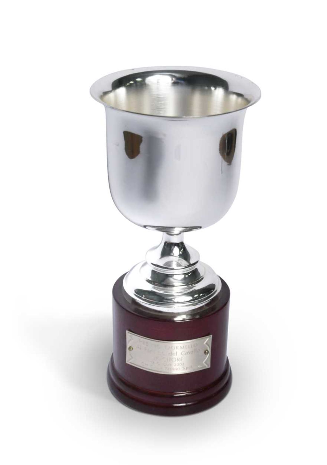 A Premio Dormello silver trophy cup, awarded to Frankie Dettori,