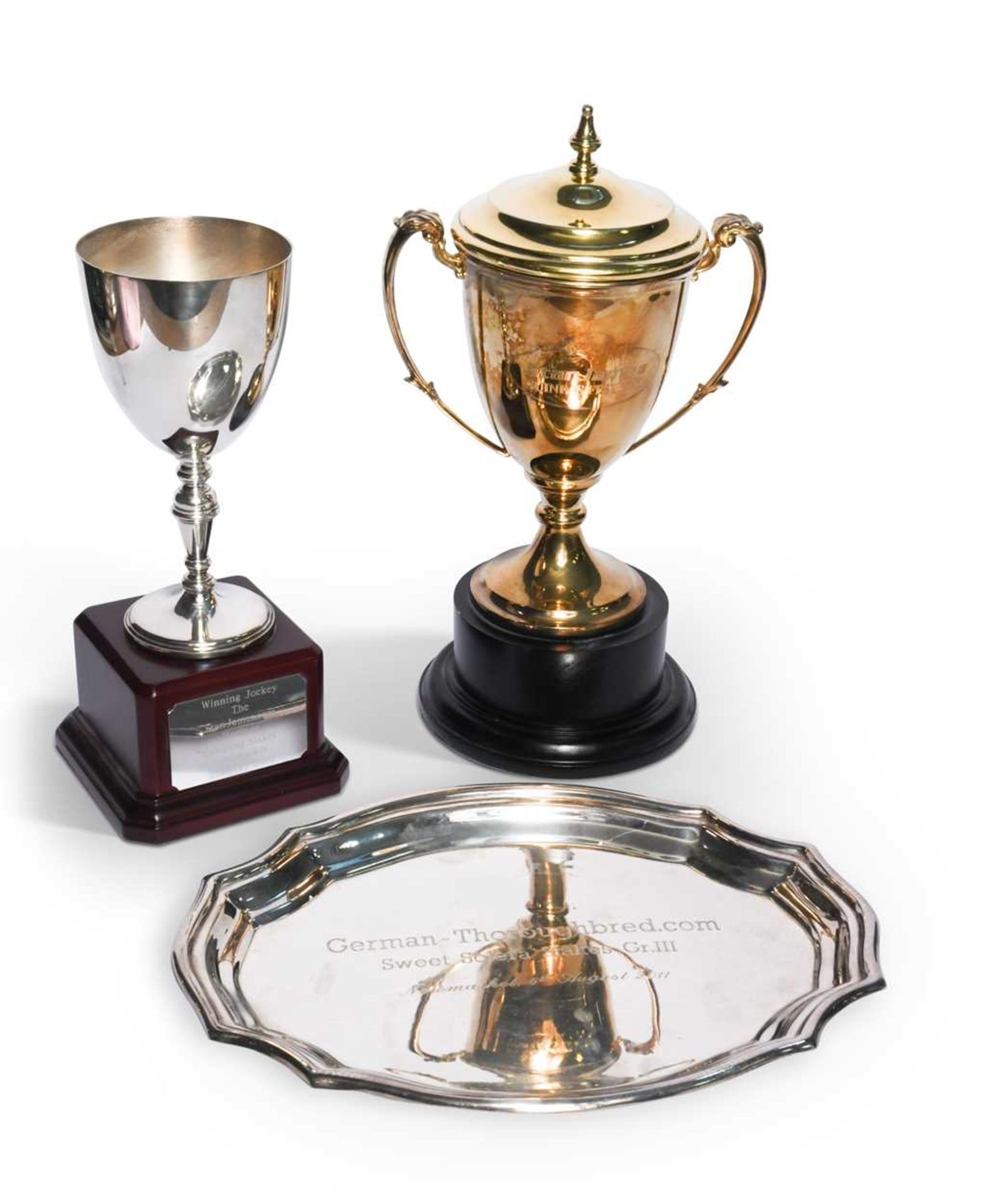 A Stan James Guineas Festival Jockey Club Stakes trophy cup, awarded to Frankie Dettori,