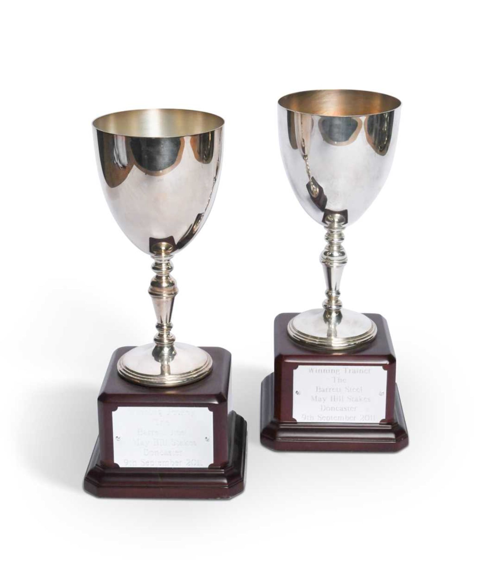 A pair of The Barrett Steel May Hill stakes trophy cups, awarded to Frankie Dettori,