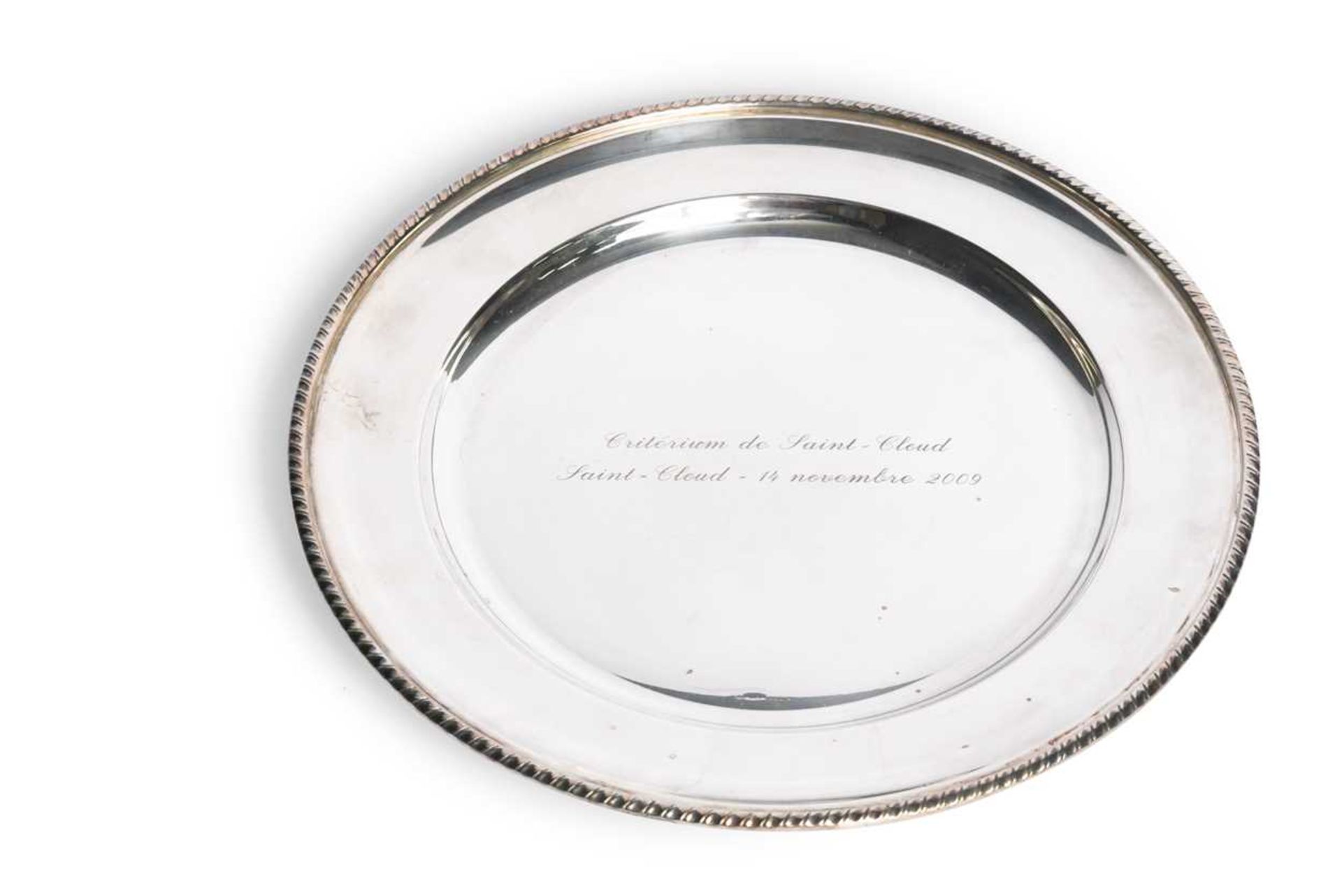 A Critérium de Saint-Cloud silver presentation salver, awarded to Frankie Dettori,