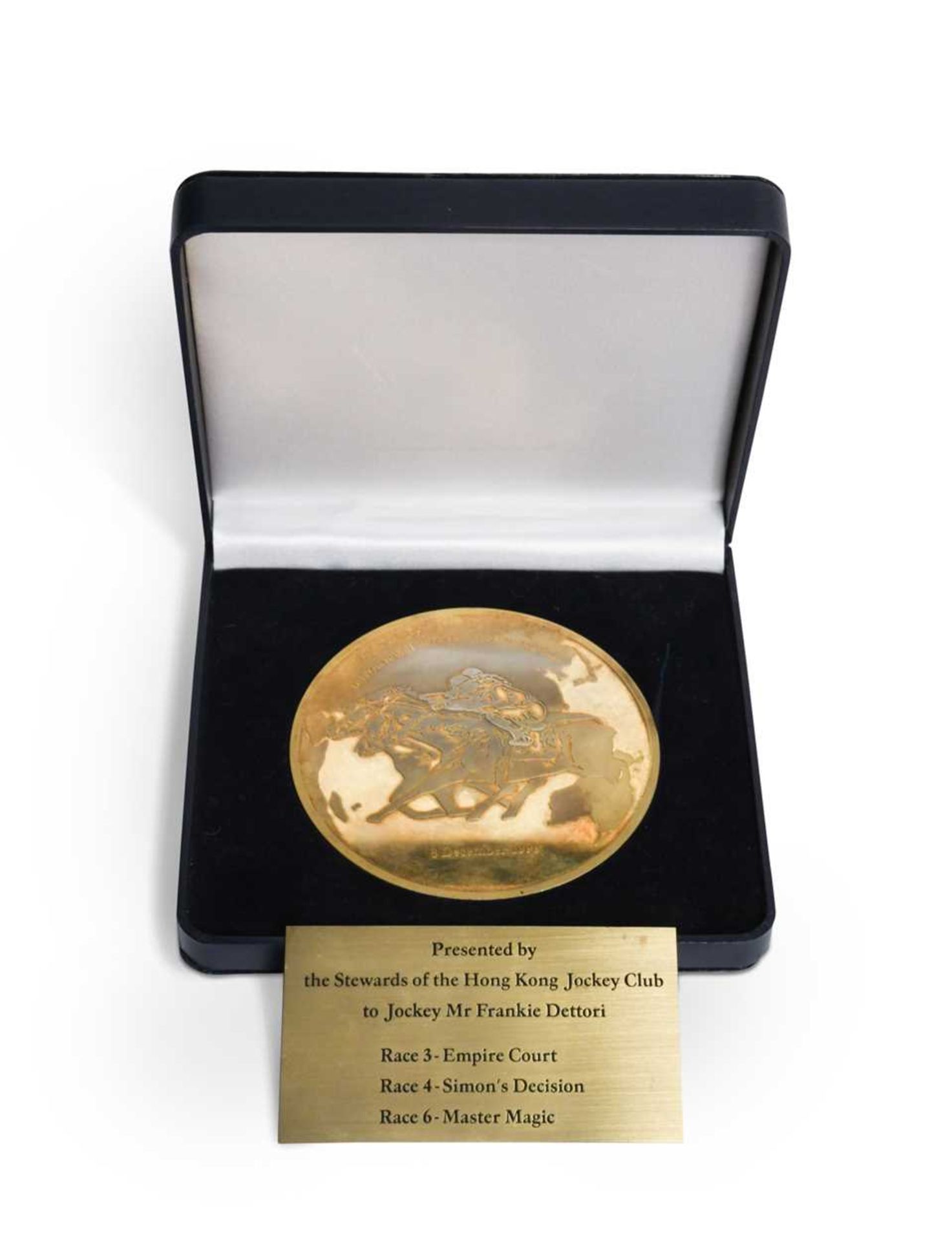 A Hong Kong Jockey Club International Jockeys' Championship medal, awarded to Frankie Dettori,