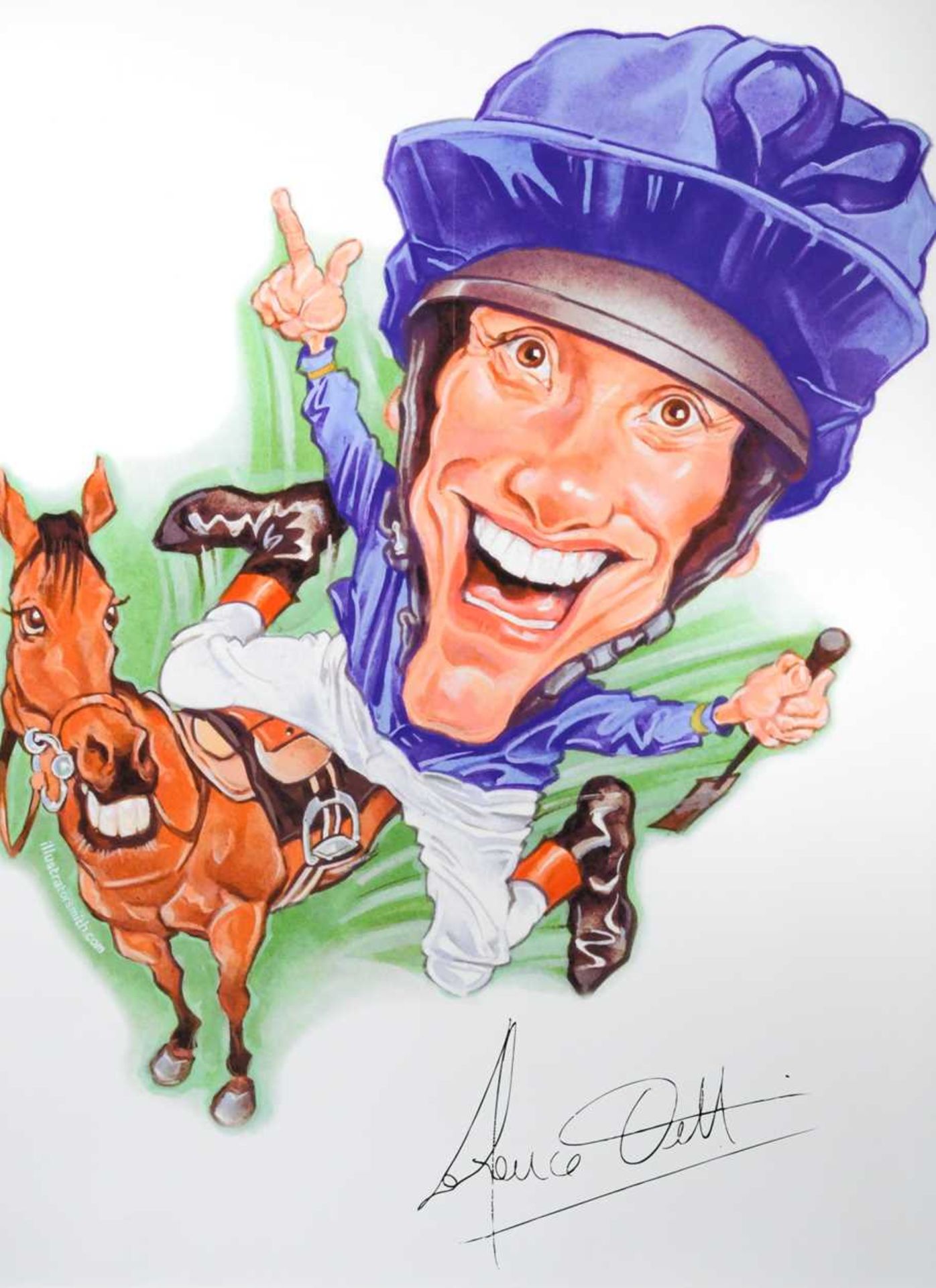 A limited edition print of Frankie Dettori racing by Stuart Herod, - Image 2 of 2