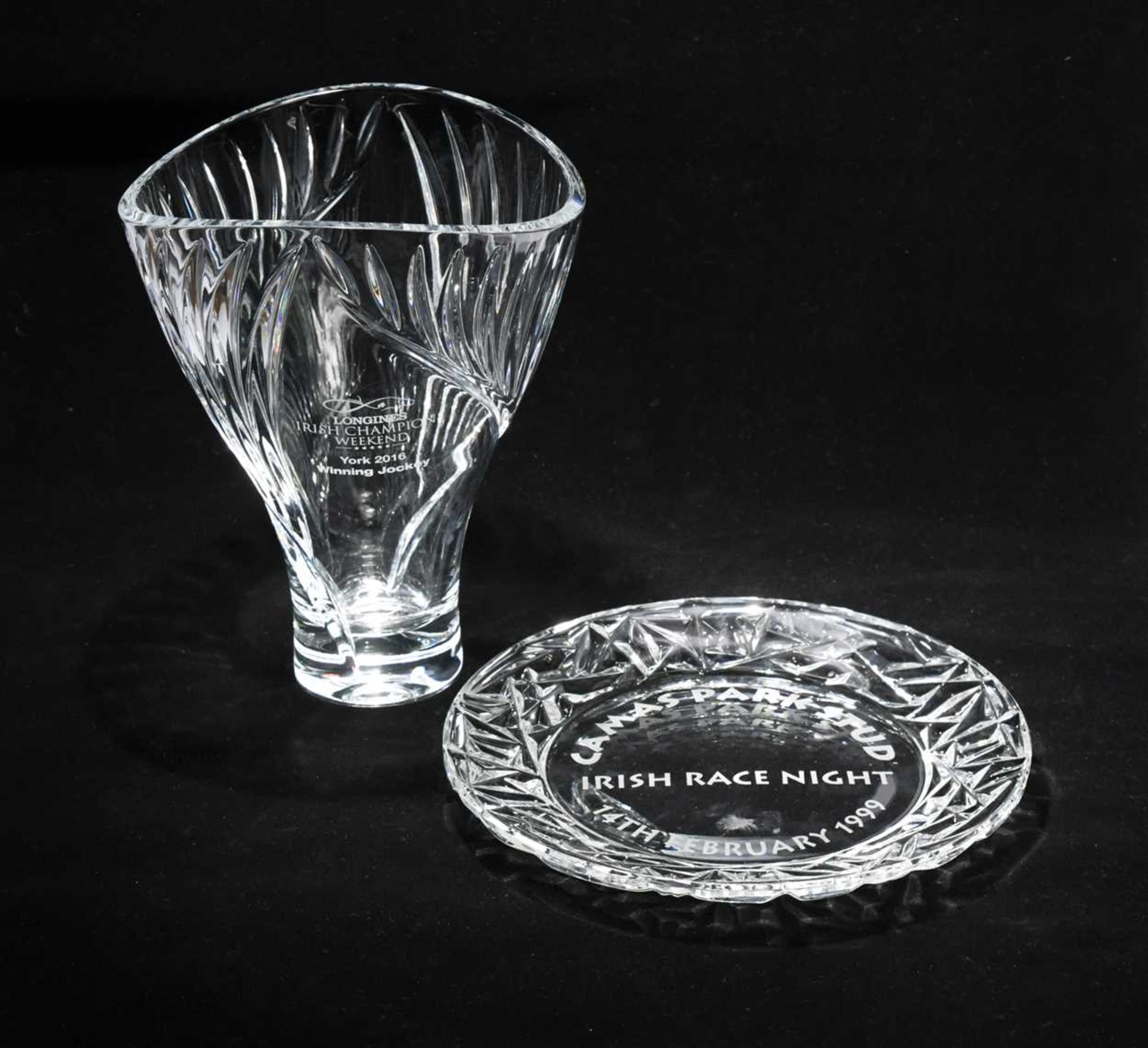 A Longines Irish Champions Weekend York 2016 glass trophy, awarded to Frankie Dettori,