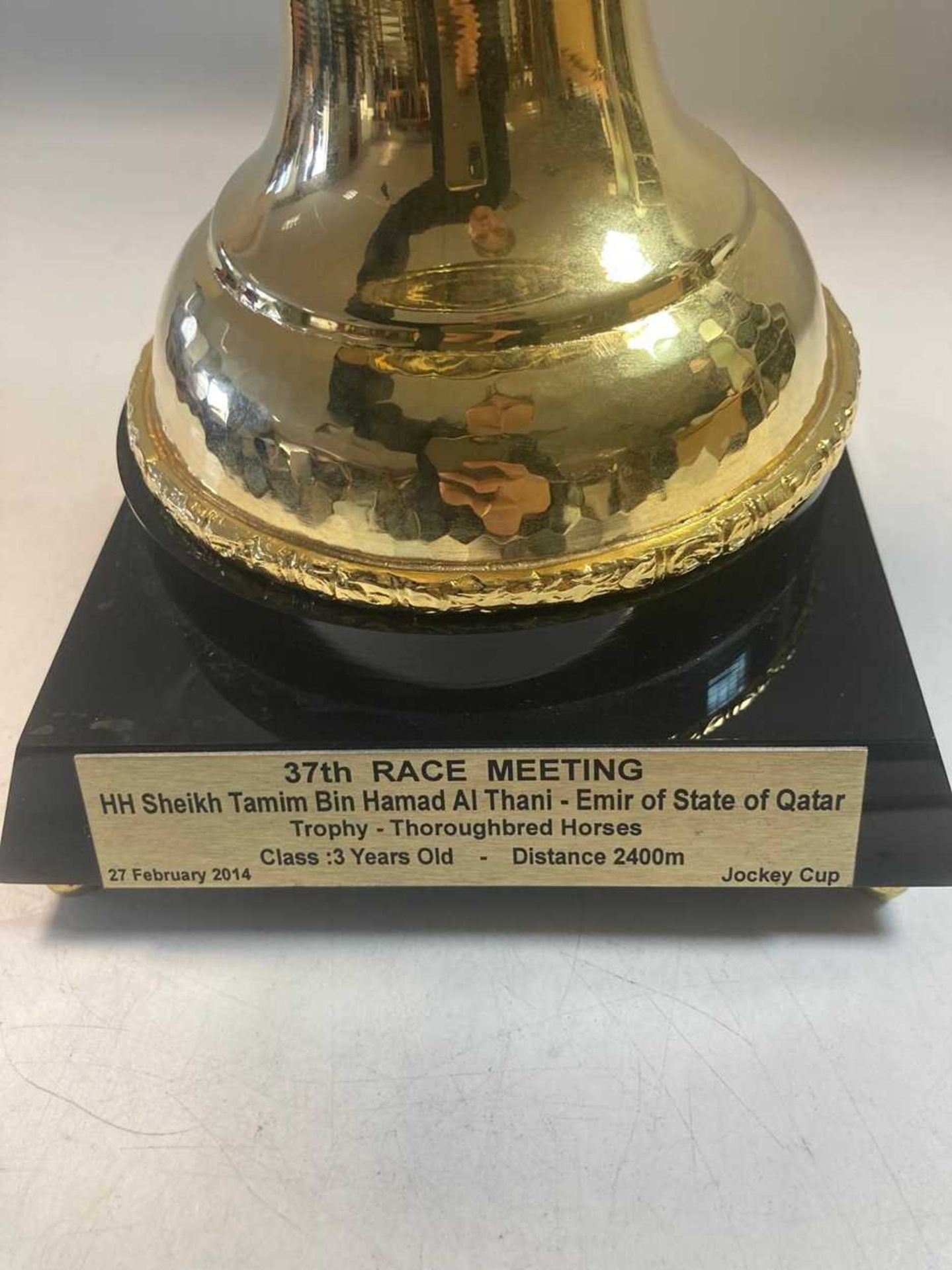 A 37th Race Meeting HH Sheikh Tamim Bin Hamad Al Thani trophy, awarded to Frankie Dettori, - Bild 5 aus 13