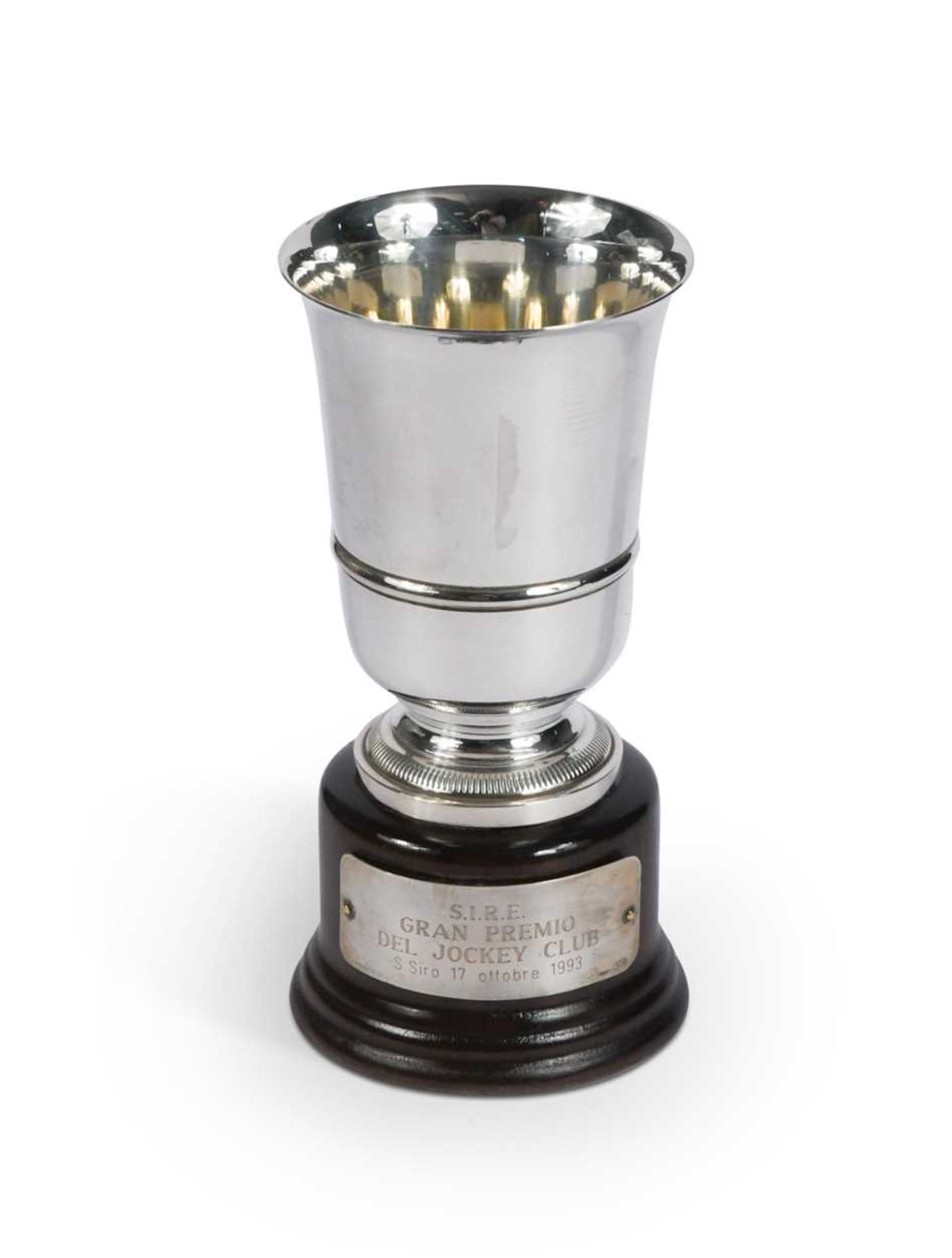 A S.I.R.E Gran Premio del Jockey Club continental silver trophy cup, awarded to Frankie Dettori,