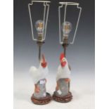 A pair of lamps modeled as chickens