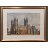 English Scool 19th century, Canterbury Cathedral, watercolour, 34 x 50cm