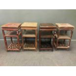 A collection of Chinese hardwood urn stands of a similar design, 78 x 42 x 42 approx and similar
