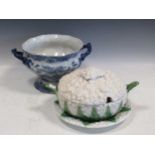 A Germano l Da Silva Caldas da Rainha cauliflower dish with cover and saucer, stamped 902 to the