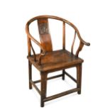 A Chinese provincial horseshoe back armchair, 19th century,