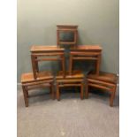 A collection of six Chinese hardwood stools of similar design, 50 x 51 x 32cm (largest) and 36 x