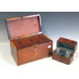 A George III mahogany tea caddy; together with a 19th-century kingwood scent bottle box