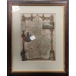 Map of Cambridgeshire, after Thomas Moule, framed