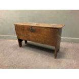 A 17th century and later oak plank chest, 66 x 112 x 38cm