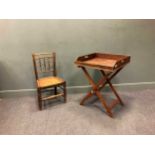 A 19th century mahogany butlers tray on later folding stand 84 x 63 x 59cm together with a 19th