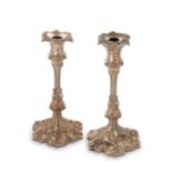 A pair of (probably) late 19th century silver plated candlesticks,