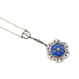 An Edwardian enamel, pearl and diamond necklace,