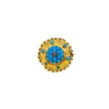 An Etruscan style turquoise memorial brooch,