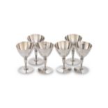 A set of six American metalwares 'Art Deco' style silver Martini goblets, mark of Tiffany & Company,