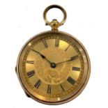 Unsigned - A mid 19th century Swiss 18ct gold open faced pocket watch,