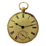 Thomas Hunter, London - A mid 19th century 18ct gold open faced pocket watch,