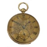 Arnold & Dent, London - A William IV 18ct gold open faced pocket watch with travelling case,