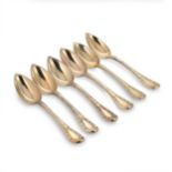 A set of six early 19th century French metalwares vermeil dessert spoons,