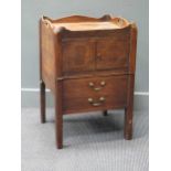 A George III mahogany tray top night cupboard with pot, 74 x 48.5 x 43cm and an Edwardian mahogany