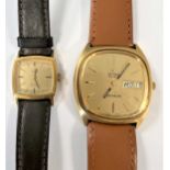 Omega - A gold plated 'Seamaster' quartz wristwatch and a gold plated 'De Ville' mechanical