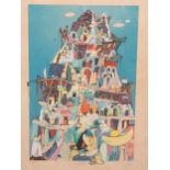 Two Contemporary Spanish prints, one of the tower of Babel 51 x 35cm 173/200, the other of Noah's