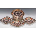 Six Royal Crown Derby Imari plates and four serving dishes, no major damage Some light scratching