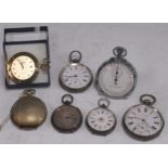 A British Army issue Nero Lemania stopwatch (W10 6645-99-910-1002) together with three silver