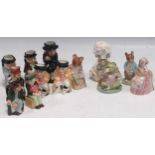 Four Beswick Beatrix Potter animal figures, 8 Artone Dickens miniature jugs and a Danish figure