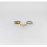 Two hallmarked 18ct gold diamond set rings, gross weight 8.3g, together with a hallmarked 14ct