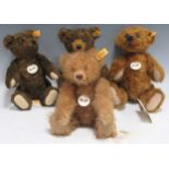 Four modern Steiff original bears, comprising Brownie, Jona, Teddy Bear 1920 and Mimi bear, each