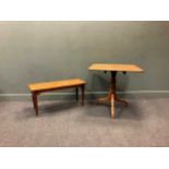 A Regency oak occasional country tripod table, the top 72 x 76cm, and a low rectangular table, the