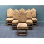 Six Flemish style upholstered oak dining chairs (6)