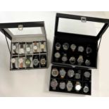 A collection of 30 military style fashion watches in two presentation cases (30)