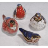 Four Royal Crown Derby paperweights, to include a partridge, robin, nuthatch and pheasant (4)