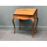 A Victorian rosewood and marquetry bonheur du jour desk on cabriole legs, 93 x 83 x 49cm
