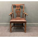 A late George III mahogany armchair retailed by Druce & Co, possibly Scottish, stamped 'DRUCE & CO