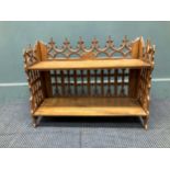 A Gothic style set of beech wall shelves 45 x 58 x 22cm