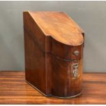 A George III mahogany knife box, with a bowed front and later adapted interior, 38 x 23 x 30cm
