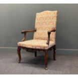 A French Regence style walnut open armchair 113 x 70 x 63cm