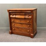 A Scottish mahogany chest of drawers with turned pilasters, 19th century 123 x 128 x 59cm