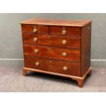 A George III mahogany chest of two short and three long drawers on bracket feet, 98 x 111 x 50cm