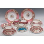 A group of English porcelain retailed by Daniell & Sons, to include a Sevres style saucer, a Mintons