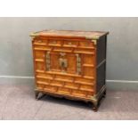 A Korean figured elm chest of drawers, on stand, late 19th century 96.5 x 96 x 46.5cm