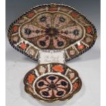 A Royal Crown Derby lozenge shape dish, 4.25 x 29 x 22cm, painted number 1126 and a smaller shaped