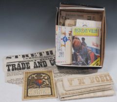 A box of ephemera, including a Chinese railway bond certificate, a Newmarket Road (Cambridge)